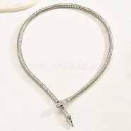 Iron Snake Chain Necklace, Double Loops Wrap Necklace with Magnetic Clasps, Platinum, 39.37 inch(100cm)(QE2346-2)