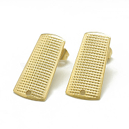 304 Stainless Steel Stud Earring Findings, with Loop, Trapezoid, Golden, 21x10.5mm, Hole: 1.4mm, Pin: 0.8mm(X-STAS-Q225-05G)