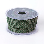 Braided Cowhide Cord, Leather Jewelry Cord, Jewelry DIY Making Material, Dark Green, 3mm, about 5.46 yards(5m)/roll(WL-I004-3mm-D-23)
