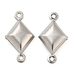 304 Stainless Steel Connector Charms, Rhombus Links, Stainless Steel Color, 18x10x5mm, Hole: 1mm(STAS-P360-01B-P)