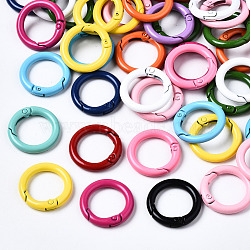 Spray Painted Eco-Friendly Alloy Spring Gate Rings, O Rings, Snap Clasps Ring, Cadmium Free & Nickel Free & Lead Free, Mixed Color, 25x4mm(PALLOY-T080-01-NR)