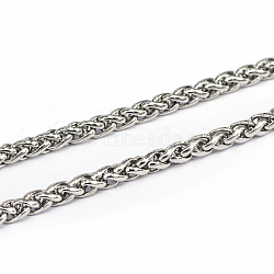 304 Stainless Steel Wheat Chains, Foxtail Chain, Unwelded, Stainless Steel Color, 5x3x1mm(CHS-L001-30-3mm)
