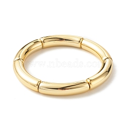 Chunky Acrylic Curved Tube Beaded Stretch Bracelet for Women, Gold, Inner Diameter: 2 inch(5.2cm)(BJEW-JB07628)