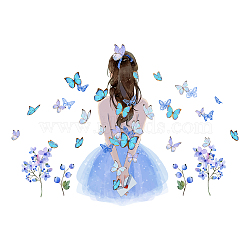 PVC Wall Stickers, Wall Decoration, Girl & Butterfly Pattern, 900x390mm, 2pcs/set(DIY-WH0228-884)
