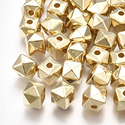 CCB Plastic Beads, Polyhedron, Light Gold, 8x8x6.5mm, Hole: 1.8mm(CCB-T006-042KC)
