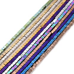 Electroplated Non-magnetic Synthetic Hematite Beads Strands, Cube, Mixed Color, 1.5x1.5x1.5mm, Hole: 0.5mm, about 257~260pcs/strand, 15.59~15.75(39.6~40cm)(G-G862-03)