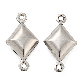 304 Stainless Steel Connector Charms, Rhombus Links, Stainless Steel Color, 18x10x5mm, Hole: 1mm