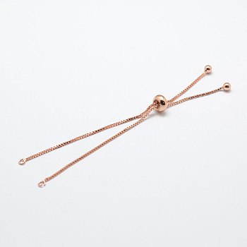 Rack Plating Brass Chain Bracelet Making, Long-Lasting Plated, Slider Bracelets Making, Cadmium Free & Lead Free, Real Rose Gold Plated, Single Chain Length: about 115~120mm
