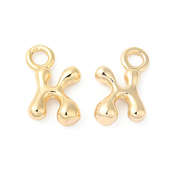 Brass Charms, Real 18K Gold Plated, Letter K, 12x8x2.5mm, hole: 2.5mm