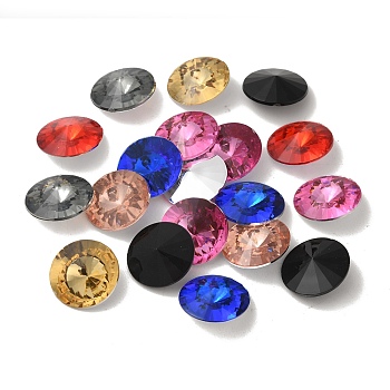 Imitation Taiwan Acrylic Rhinestone Cabochons, Pointed Back & Faceted, Diamond, Mixed Color, 18x7mm, about 200pcs/bag