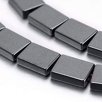 Non-magnetic Synthetic Hematite Beads Strands, Rectangle, 8x6x2mm, Hole: 0.5mm, about 51pcs/strand, 15.9 inch(40.5cm)