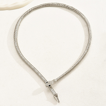 Iron Snake Chain Necklace, Double Loops Wrap Necklace with Magnetic Clasps, Platinum, 39.37 inch(100cm)
