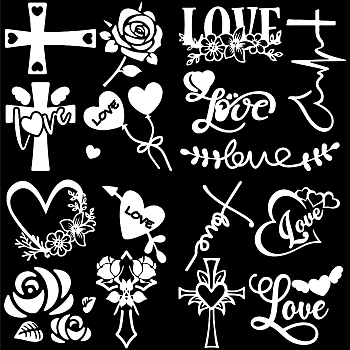 4Pcs 4 Styles PET Waterproof Self-adhesive Car Stickers, Reflective Decals for Car, Motorcycle Decoration, White, Valentine's day Themed Pattern, 200x200mm, 1pc/style
