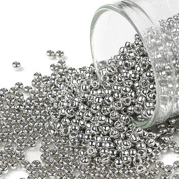 TOHO Round Seed Beads, Japanese Seed Beads, (714) Metallic Silver, 11/0, 2.2mm, Hole: 0.8mm, about 5555pcs/50g