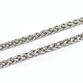 304 Stainless Steel Wheat Chains, Foxtail Chain, Unwelded, Stainless Steel Color, 5x3x1mm