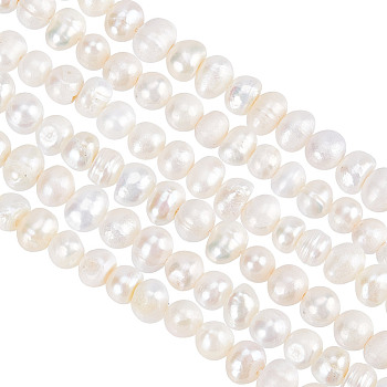 2 Strands Grade AA Natural Cultured Freshwater Pearl Beads Strands, Potato, Beige, 5~6x4~5mm, Hole: 0.8mm, about 84pcs/strand, 13.5 inch(34.2cm)