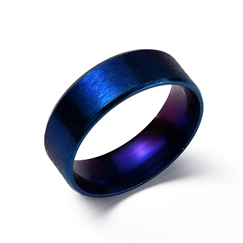 Titanium Steel Wide Band Finger Rings for Women Men, Plain Band Rings, Blue, 8mm, Inner Diameter: US Size 11 3/4(21.3mm)