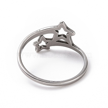 201 Stainless Steel Double Star Finger Ring(RJEW-J051-14P)-3