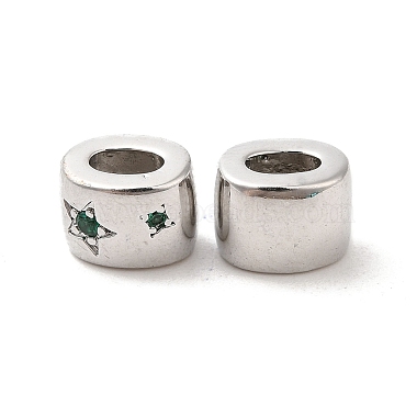 Green Oval Brass+Cubic Zirconia Beads