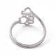 201 Stainless Steel Heart & Dog Paw Prints Adjustable Ring for Women(RJEW-K238-09P)-2