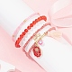 4 pcs 4 style mauvais œil thème de la Saint-Valentin alliage émail et polycoton (coton polyester) ensemble de bracelets à breloques à pompon(BJEW-JB09618-03)-2