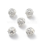 Alloy Hollow Beads, Round with Sun, Cadmium Free & Lead Free, Silver, 8x7~8mm, Hole: 1.5~2mm(PALLOY-P238-17S-RS)