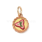 Spray Painted Brass Charms, Pizza Charms, Golden, Sandy Brown, 12x10x3mm, Hole: 3.8mm(KK-CBAEB58-01B)