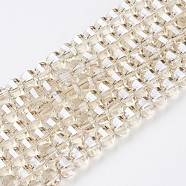 Electroplate Glass Beads Strands, Faceted, Rondelle, Pearl Luster Plated, Light Khaki, 8x6mm, Hole: 1.2mm, about 78~79pcs/strand, 18.9 inch(48cm)(EGLA-L012-A-PL02)