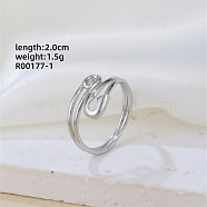 Fashionable Brass Paperclip Cuff Ring, Elegant Geometric Accessory for Women, Platinum(SD5777-1)