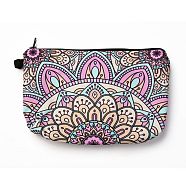 Polyester Tarp Zip Cosmetic Pouches, Rectangle with Flower Pattern, Camel, 14.4x21.7x2.1cm(ABAG-G010-04G)