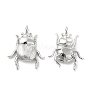 Brass Pendants, Insect Charm, Real Platinum Plated, 17x13.5x3mm, Hole: 1.6mm(X-KK-G447-10P)