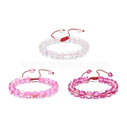 3Pcs 3 Color Synthetic Moonstone Braided Bead Bracelets, Gemstone Stackable Bracelets for Women, Mixed Color, Inner Diameter: 1-7/8~3-1/4 inch(4.85~8.1cm), 1Pc/color(BJEW-JB08858)