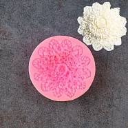 Food Grade Silicone Molds, Fondant Molds, For DIY Cake Decoration, Chocolate, Candy, UV Resin & Epoxy Resin Jewelry Making, Flower, Deep Pink, 66x15mm(DIY-L019-002A)