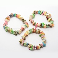 Dyed Natural Spiral Shell Stretch Bracelets, Colorful, 55mm(BJEW-E267-01)