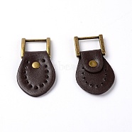 PU Leather Bag Accessories, with Alloy Finding, Bag Repalcement Accessories, Coconut Brown, 7x3.7x0.7cm, Hole: 2mm(FIND-WH0071-61B)