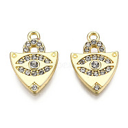 Rack Plating Alloy Pendants, with Crystal Rhinestone, Cadmium Free & Nickel Free & Lead Free, Anchor with Horse Eye, Light Gold, 18x13x3mm, Hole: 1.5mm(PALLOY-N155-180)