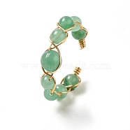 Adjustable Natural Green Aventurine with Brass Rings, Adjustable(G-B075-01G-02)