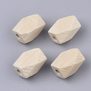Unfinished Wood Beads, Natural Wooden Beads, Faceted, Polygon, PapayaWhip, 15x10x10mm, Hole: 3mm(WOOD-Q039-05A)