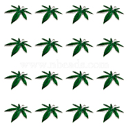 16Pcs Alloy Enamel Pendants, Pot Leaf/Hemp Leaf Shape, Green, Antique Silver, 39x33.5x2.5mm, Hole: 1.8mm(FIND-FH0007-50)