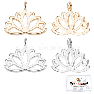 10Pcs 2 Colors Brass Charms, Nickel Free, Lotus Flower, Real Gold Plated & Real Platinum Plated, 10.5x12.5x1mm, Hole: 1.8mm, 5pcs/color(KK-BBC0001-64)