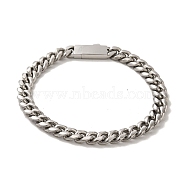 304 Stainless Steel Cuban Link Chain Bracelets for Women Men, Stainless Steel Color, 8-5/8 inch(22cm), Link: 8x10x2mm(BJEW-Q341-14A-P)