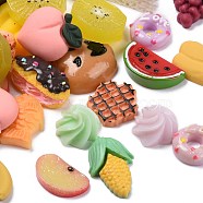 Resin Cabochons, Imitation Food, Bread & Candy & Mushroom & Cabbage & Cherry & Biscuits & Pineapple & Tomato & Pumpkin & Pepper & Donut & Grape & Half Round, Mixed Color, 9.5~30x9~22.5x4.5~20mm(CRES-MSMC002-53)