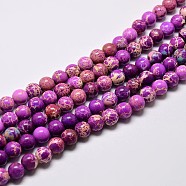 Natural Imperial Jasper Beads Strands, Round, Dyed, Blue Violet, 4mm, Hole: 1mm, about 90pcs/strand, 15.2 inch(G-I122-4mm-07)