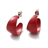 304 Stainless Steel Chunky Stud Earrings, Half Hoop Earrings for Women, Dark Red, 20x21x12mm, Pin: 0.7mm(EJEW-P202-10P-04)