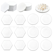 12Pcs 2 Style Porcelain Coralline Coral Frag Bases, Coral Frag Tiles, Flat Round & Hexagon, White, 49~60x43~60x6mm, 6pcs/style(AJEW-CA0003-36)