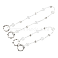 Acrylic Bag Handles, with  Zinc Alloy Spring Gate Rings, for Bag Straps Replacement Accessories, Platinum, 305~403mm, Beads: 4.5mm, 12mm and 8mm, Clasp: 24.5x3.5mm, 17mm Inner Diameter, 2pcs/set(FIND-CA0001-30P)