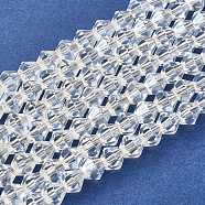 Glass Beads Strands, Pearl Luster Plated, Faceted, Bicone, Clear, about 6mm in diameter, hole: 1mm, 46pcs/strand, 10.63 inch(X-GB6mm1Y-B)