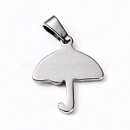 304 Stainless Steel Pendants, Umbrella, Stainless Steel Color, 18x15x1.5mm, Hole: 6x2.5mm(STAS-I127-027P)