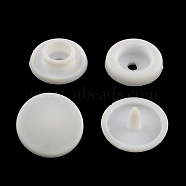 Plastic Snap Fasteners, Raincoat Snap Buttons, Flat Round, White, 10mm, Hole: 2mm(BUTT-R034-064)