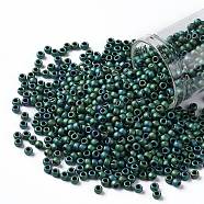 TOHO Round Seed Beads, Japanese Seed Beads, (706) Matte Color Iris Teal, 8/0, 3mm, Hole: 1mm, about 1110pcs/50g(SEED-XTR08-0706)